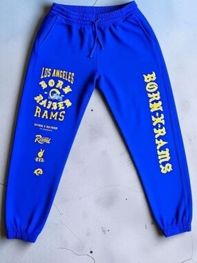Born X Raised x Los Angeles Rams Sweatpants Blue Yellow Size Large